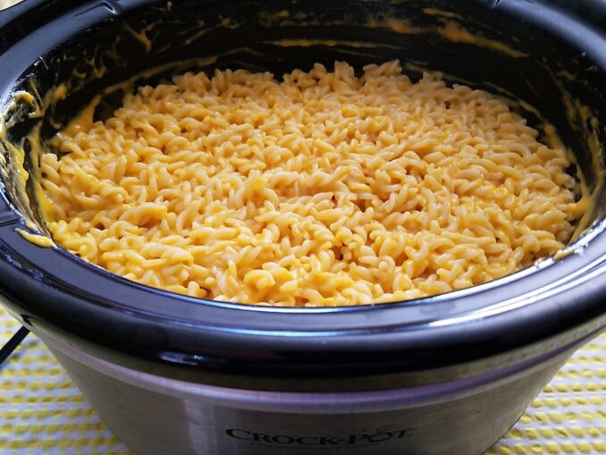 Mac and Cheese 4 of 4 Mac and Cheese keeping warm in a slow cooker