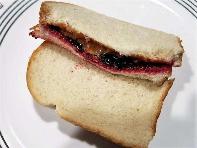 jelly sandwich,ransom peanut butter and black raspberry jelly sandwich