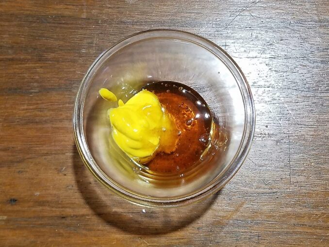 Honey and Mustard in a small container