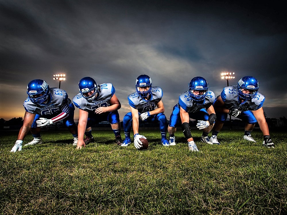 Football players on field